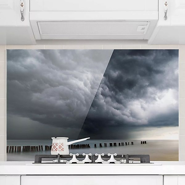 Glas Spritzschutz Natur & Landschaft - Querformat 3:2 Sturmwolken über der günstig online kaufen