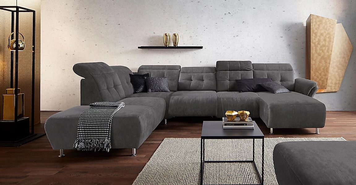 Home affaire Wohnlandschaft "Manhattan U-Form" 2 Sitze mit elektrischer Rel günstig online kaufen