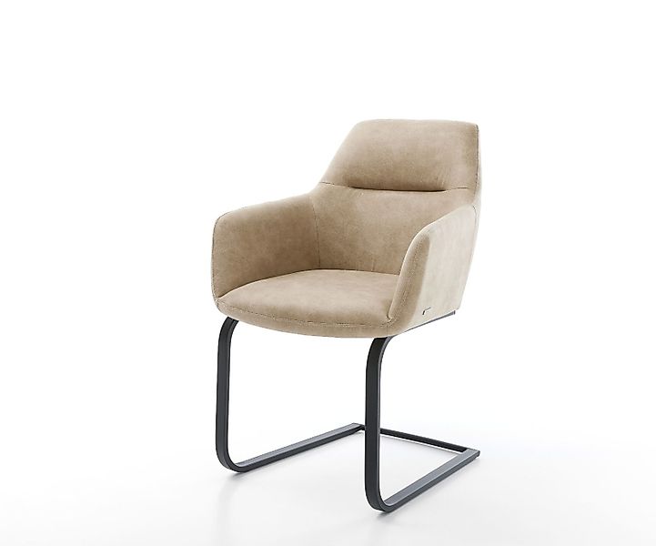 DELIFE Polsterstuhl Pejo-Flex, Freischwinger flach Schwarz Mikrofaser Beige günstig online kaufen