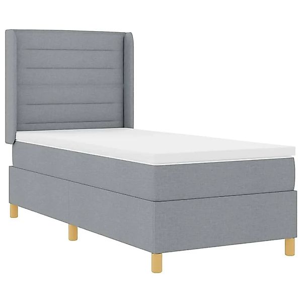 vidaXL Boxspringbett mit Matratze Hellgrau 90 x 200 cm Stoff 3343609 günstig online kaufen
