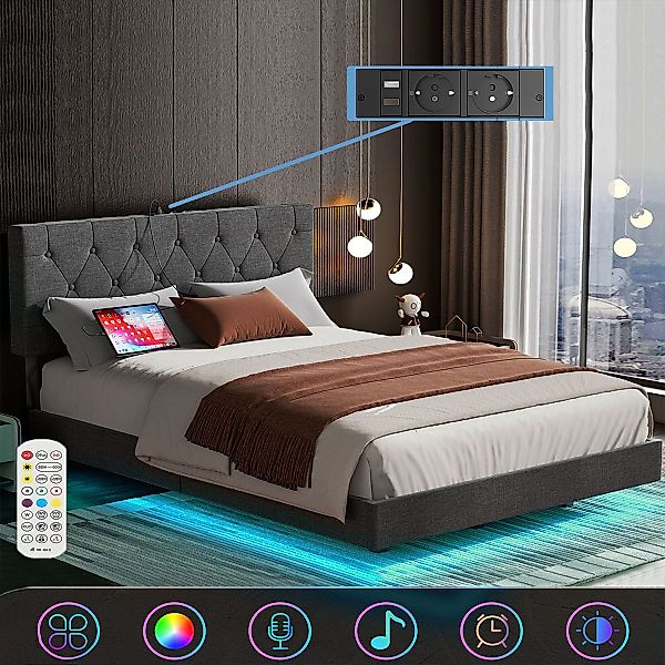 oyajia Bettgestell Doppelbett 140x200cm mit Lattenrost, günstig online kaufen