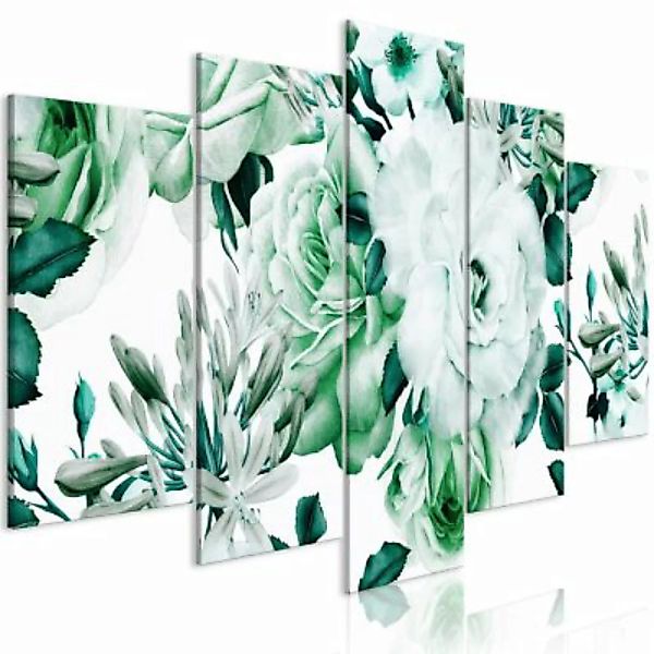 artgeist Wandbild Rose Composition (5 Parts) Wide Green weiß-kombi Gr. 200 günstig online kaufen