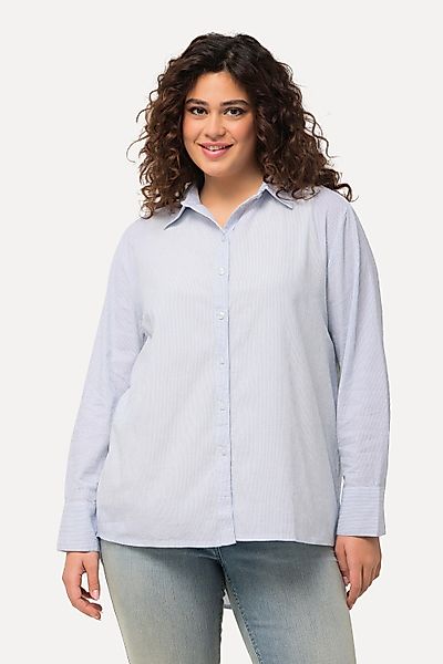 Ulla Popken Hemdbluse Bluse Streifen Hemdkragen günstig online kaufen