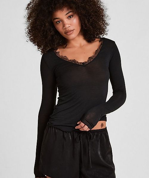 Hunkemöller Pyjama super soft Lace V-Neck shirt with Cashmere günstig online kaufen