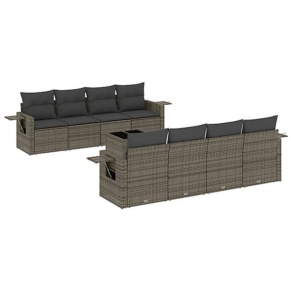 vidaXL 9-Tlg Garten-Sofagarnitur mit Kissen Grau Poly Rattan 3252287 günstig online kaufen