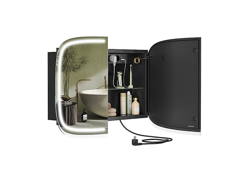VASAGLE Spiegelschrank mit Beleuchtung, mit 2 AC-Steckdosen und 2 USB-Ansch günstig online kaufen
