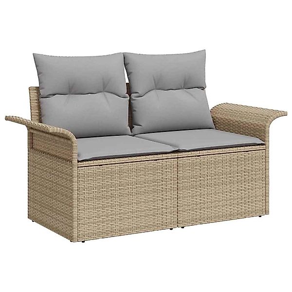 vidaXL Garten-Sofa-Set mit Speicher 6-Tlg Beige Poly Rattan 3358072 günstig online kaufen