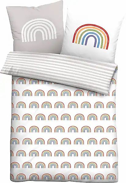 Biberna Kinderbettwäsche »Fabio«, mit tollem Regenbogen günstig online kaufen