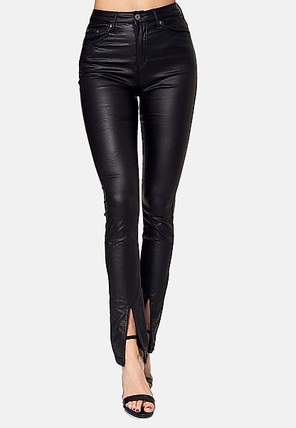 NEWPLAY Lederimitathose Lederoptik Skinny Stoffhose mit günstig online kaufen