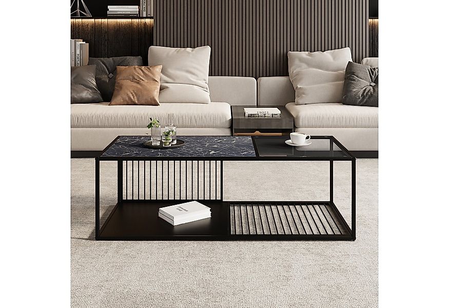 STILVORA Couchtisch 110×39cm Schmiedeeiserner Wohnzimmertisch mit großer St günstig online kaufen