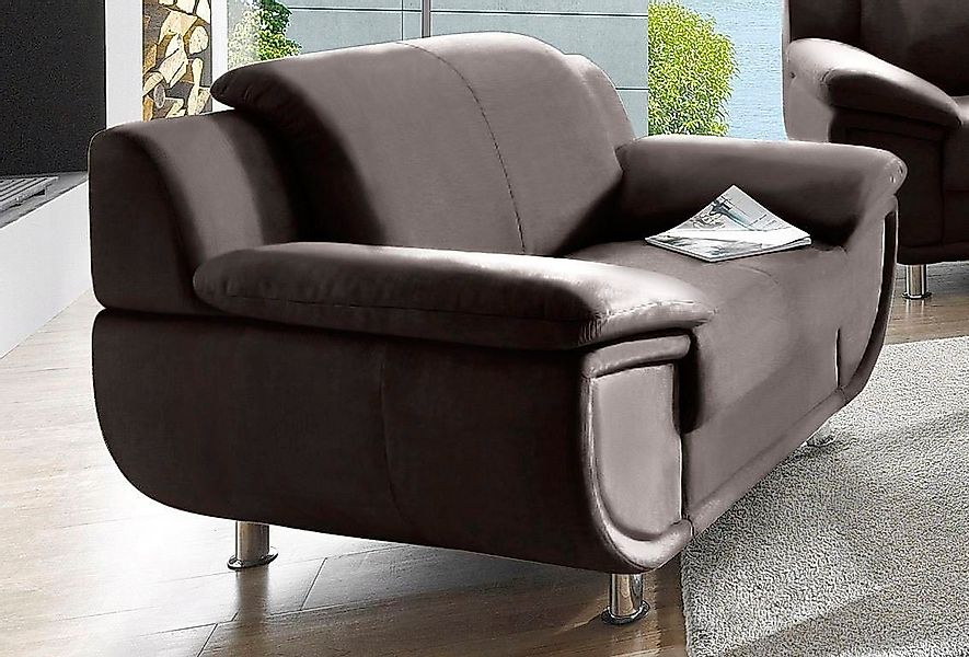 TRENDMANUFAKTUR Sessel Rondo, Breite 121 cm, breite Armlehnen, Füße chromfa günstig online kaufen