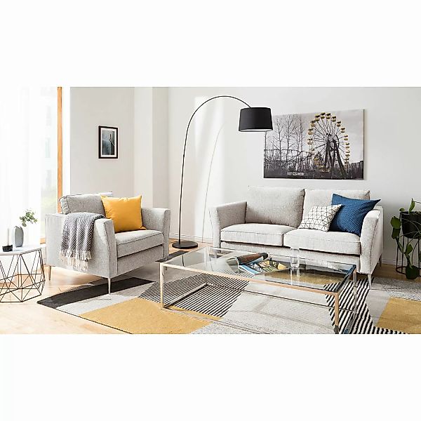 home24 Fredriks Sofa Mirabela 2-Sitzer Kies Strukturstoff 170x85x92 cm günstig online kaufen