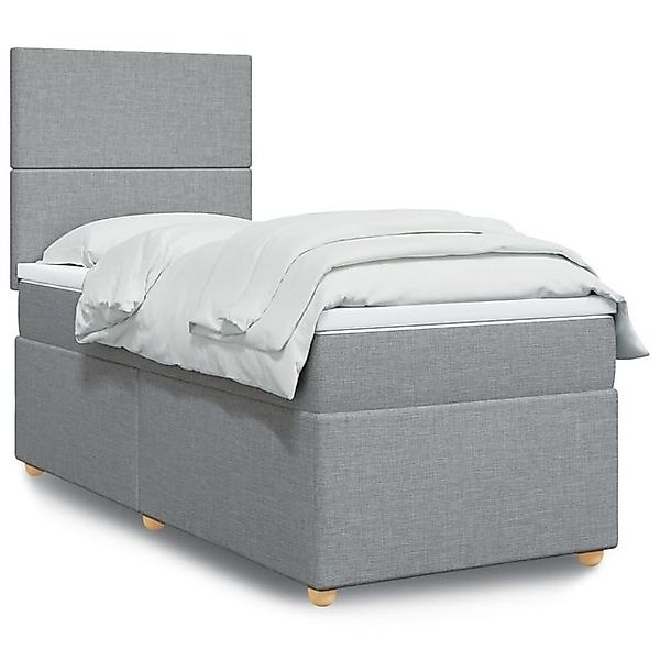 vidaXL Bettgestell Boxspringbett mit Matratze Hellgrau 90x200 cm Stoff Bett günstig online kaufen