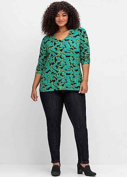 sheego by Joe Browns T-Shirt Langarmshirt . mit floralem Alloverprint günstig online kaufen