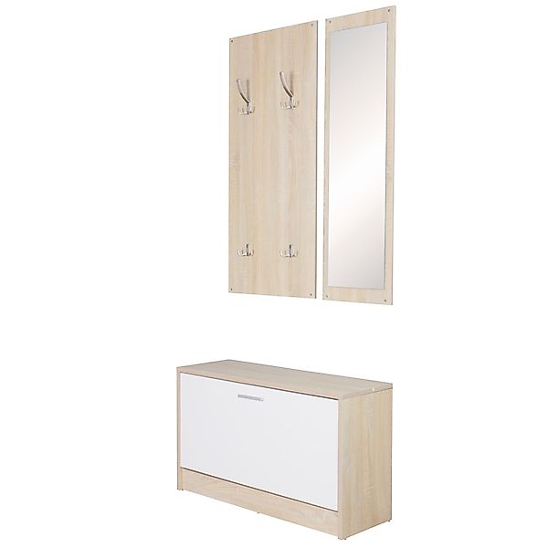 FINEBUY Garderoben-Set SuVa7080_1, (Wandgarderobe mit Spiegel günstig online kaufen