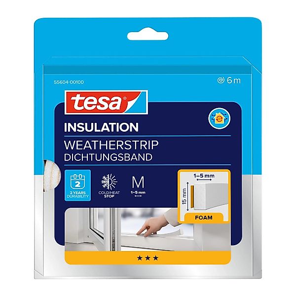 Tesamoll Fensterdichtung / Türdichtung Universal Schaumstoff Weiß 6 m x 1,5 günstig online kaufen