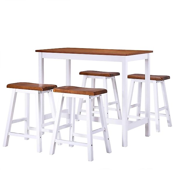 vidaXL Bartisch- und Hocker-Set 5-tlg. Massivholz günstig online kaufen