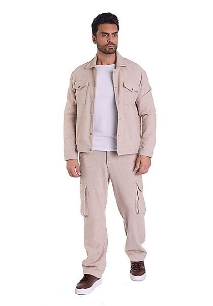Denim Distriqt Freizeitanzug Herren Freizeitanzug mit Baggy Hose Beige L (2 günstig online kaufen