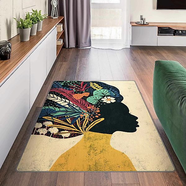 Teppich Frau mit Blumenafro günstig online kaufen