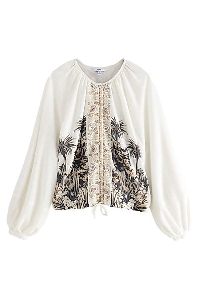 Next Langarmbluse Langärmelige Boho-Bluse mit Kordel günstig online kaufen