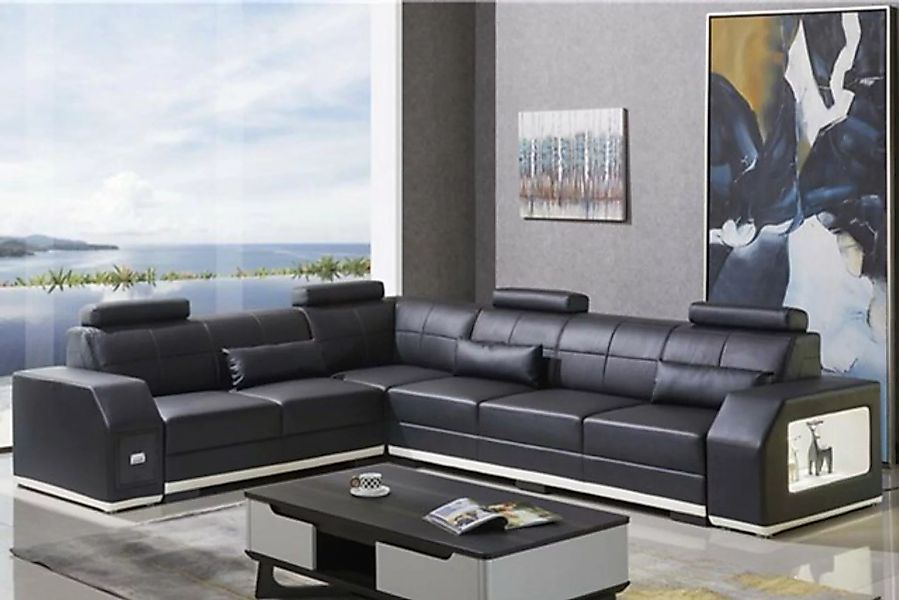 JVmoebel Ecksofa Ecksofa Ledersofa Big L Form Wohnlandschaft Sofa Couch, Ma günstig online kaufen