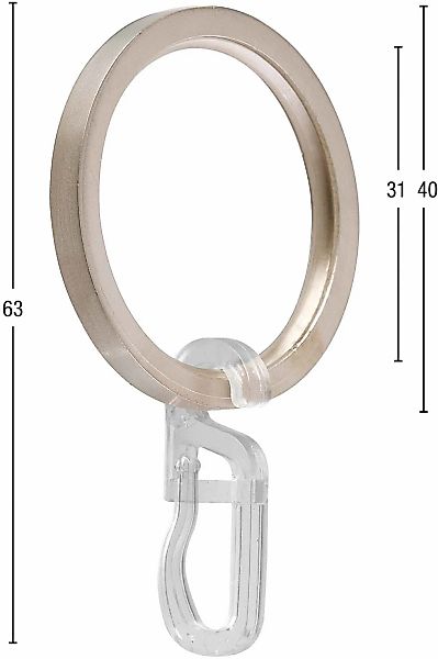 GARESA Gardinenring »Ring mit Haken«, (20 St.), für Durchmesser bis 20mm, A günstig online kaufen