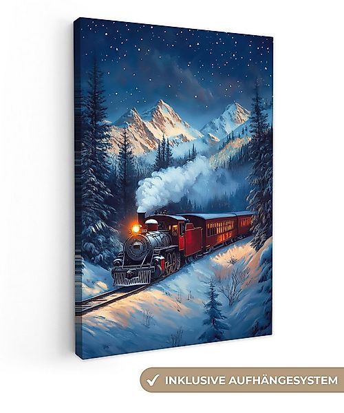 OneMillionCanvasses® Leinwandbild Zug - Weihnachten - Schnee - Weihnachtszu günstig online kaufen