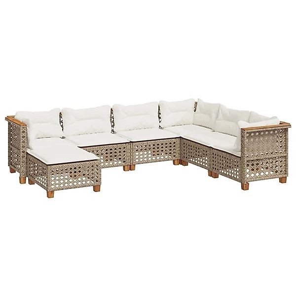 vidaXL 7-Tlg Garten-Sofagarnitur mit Kissen Beige Poly Rattan 3261940 günstig online kaufen
