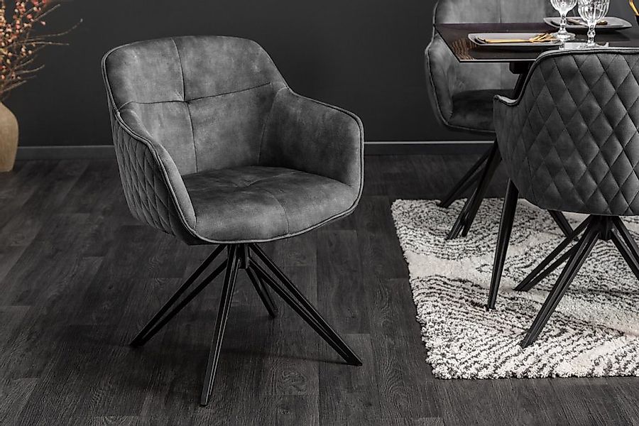 riess-ambiente Polsterstuhl EUPHORIA dunkelgrau/schwarz – Samt, drehbar, Me günstig online kaufen