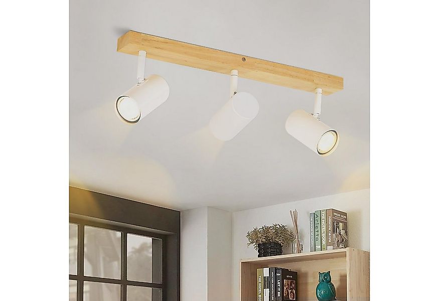 Nettlife Deckenstrahler Weiß Holz 1/2/3 Flammig GU10 Deckenspots Landhaus D günstig online kaufen