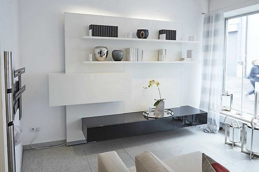 WK WOHNEN Anbauschrank WK 409 Artena Hochglanz Schwarz Hartweiß mit Beleuch günstig online kaufen