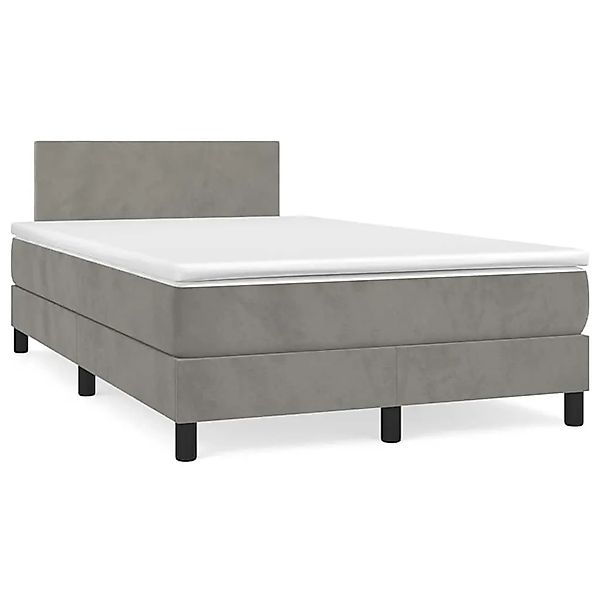 vidaXL Boxspringbett mit Matratze & LED Hellgrau 120x190 cm Samt 3270141 günstig online kaufen