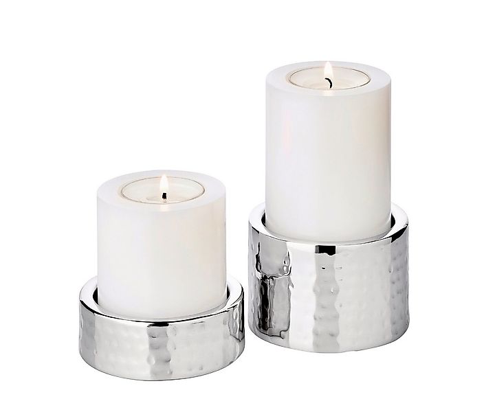 EDZARD Windlicht Luca, 2er-Set, Edelstahl, hochglanzpoliert, gehämmert, H 2 günstig online kaufen