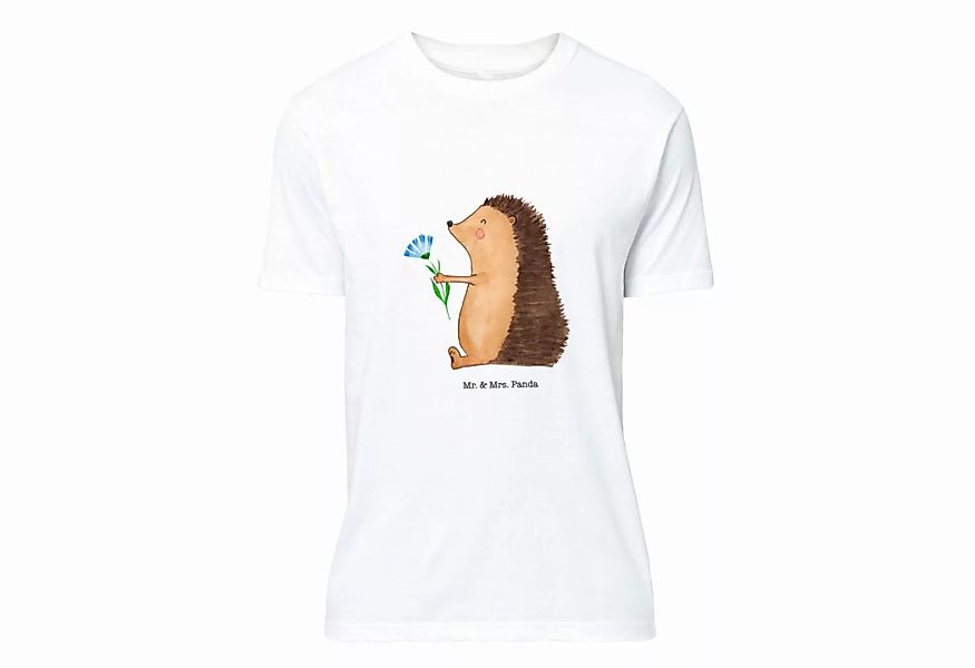 Mr. & Mrs. Panda T-Shirt Igel mit Blume - Weiß - Geschenk, süße Tiermotive, günstig online kaufen