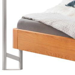 Himmel Bett mit Baldachin im Skandi Design Eiche Massivholz und Metall günstig online kaufen