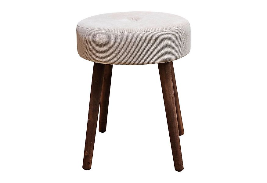 Meinposten Polsterhocker Hocker Fußhocker Cord Holzbeine Sitzhocker rund be günstig online kaufen