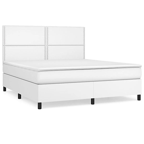 vidaXL Boxspringbett mit Matratze Weiß 160x200 cm Kunstleder1466146 günstig online kaufen