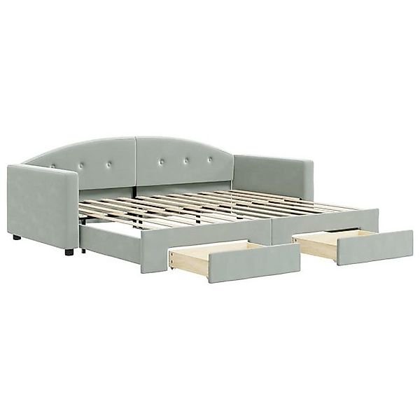 vidaXL Bett Tagesbett Ausziehbar mit Schubladen Hellgrau 90x200 cm Samt günstig online kaufen