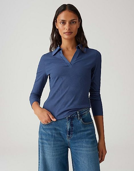 OPUS Langarm-Poloshirt Seti aus ECOVERO™ Viskose Mix Slim Fit schmale Passf günstig online kaufen