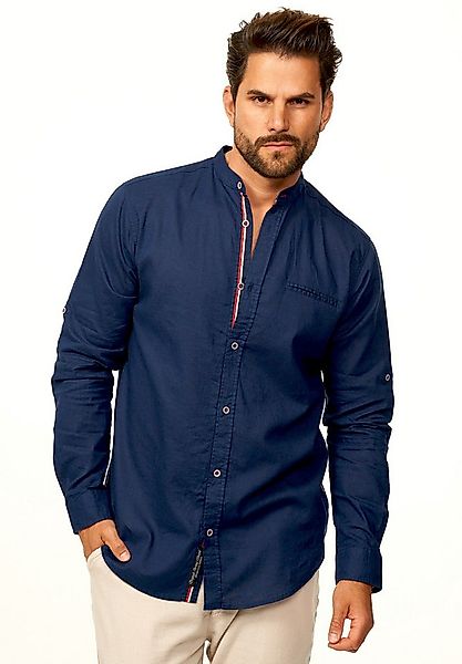 behype Langarmhemd aus Leinen im Regular-Fit mit Stehkragen Herren Leinenhe günstig online kaufen