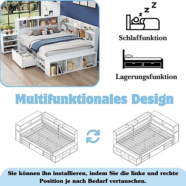 OKWISH Kinderbett kombiniert ein Bett,Schubladen,Bücherregale und günstig online kaufen