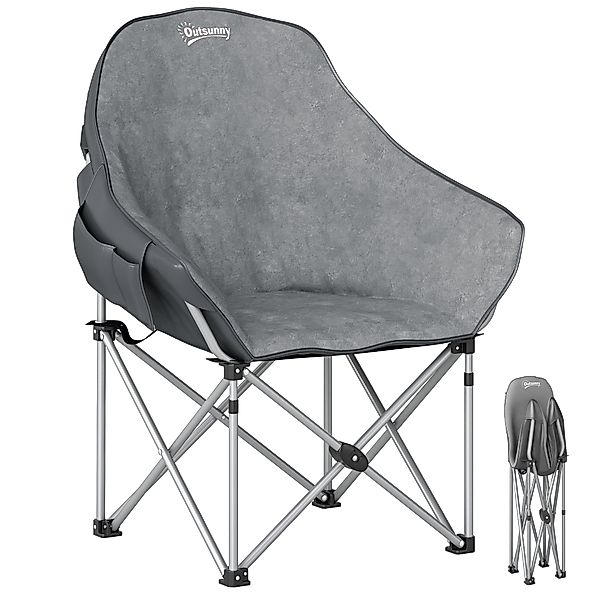 Outsunny Campingstuhl mit Seitentasche, Tragetasche, gepolstert günstig online kaufen