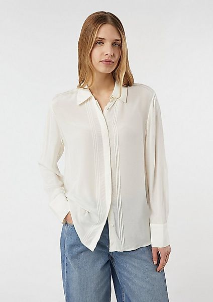 comma Langarmbluse Bluse Semi-transparente Bluse aus Viskose-Crêpe günstig online kaufen