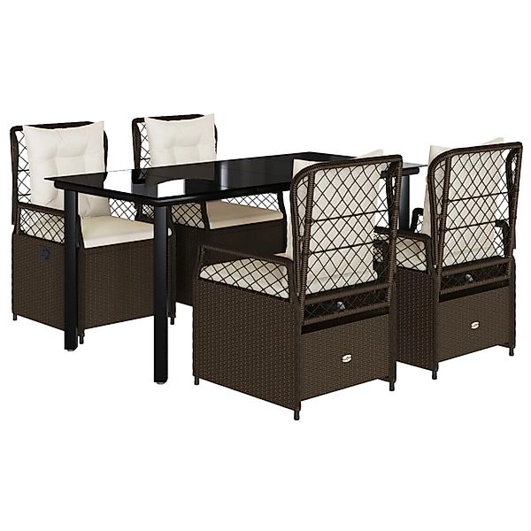 vidaXL 5-Tlg Garten-Essgruppe mit Kissen Braun Poly Rattan 3262981 günstig online kaufen