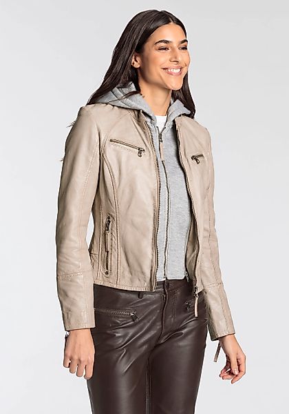 Mauritius Lederjacke NOLA Two-in-One Style - mit abnehmbarer Jersey-Kapuze günstig online kaufen