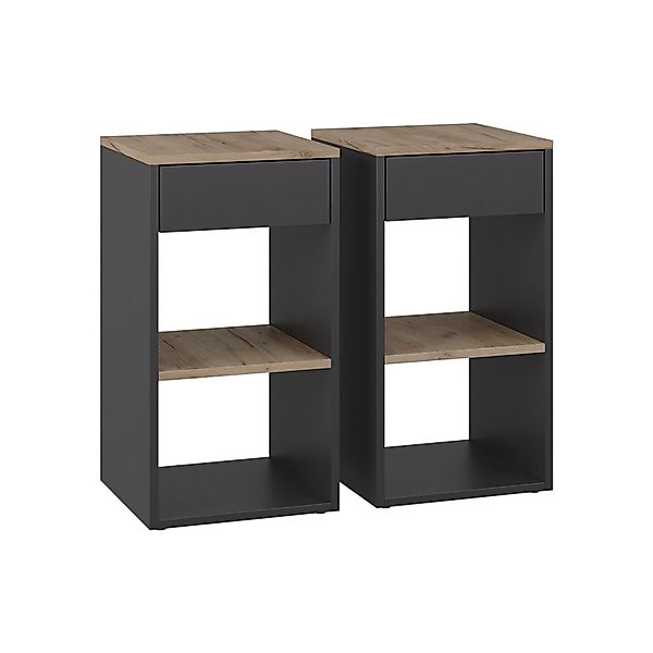 Vicco Nachttisch Dany Anthrazit 35 x 65 2er Set Opt 2 günstig online kaufen