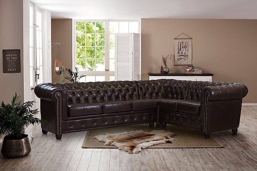 Home affaire Chesterfield-Sofa "Rysum L-Form" Chesterfield-Optik, langer Sc günstig online kaufen