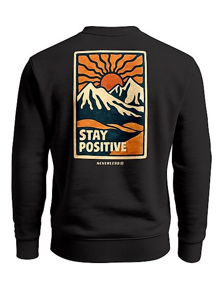 Neverless Sweatshirt Sweatshirt Herren Pullover mit Backprint Stay Positive günstig online kaufen