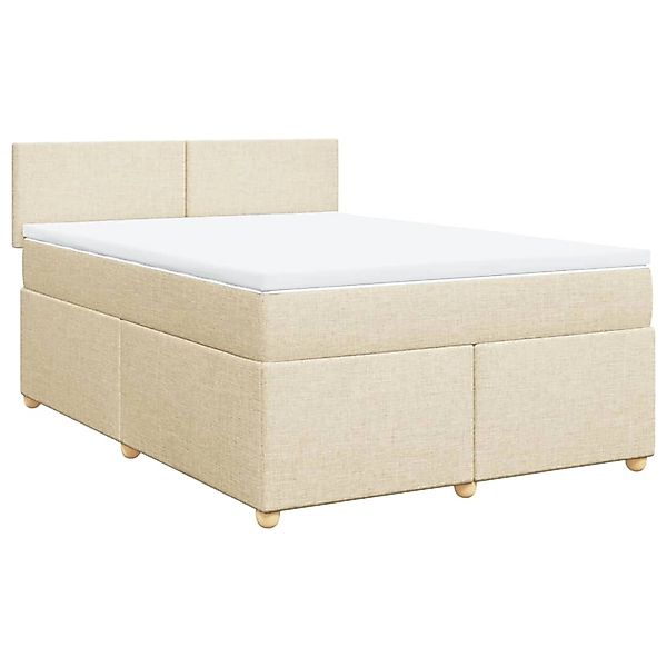 vidaXL Boxspringbett mit Matratze Creme 140x190 cm Stoff 3286673 günstig online kaufen