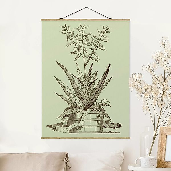 Stoffbild Blumen mit Posterleisten - Hochformat Vintage Aloe Vera Costa Spi günstig online kaufen